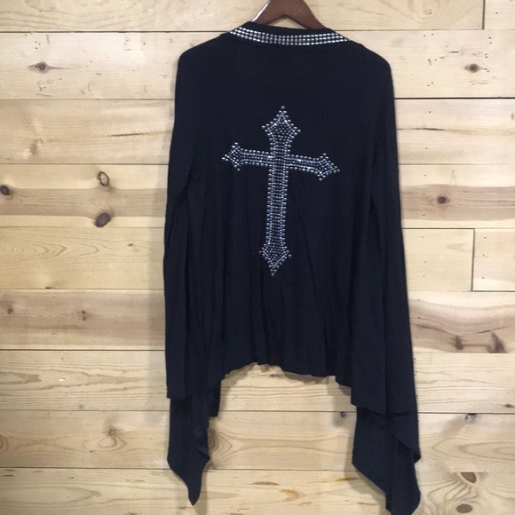 NWT Scandalicious Swarovski crystal rhinestone bling cross rodeo cardigan MEDIUM - Picture 13 of 13